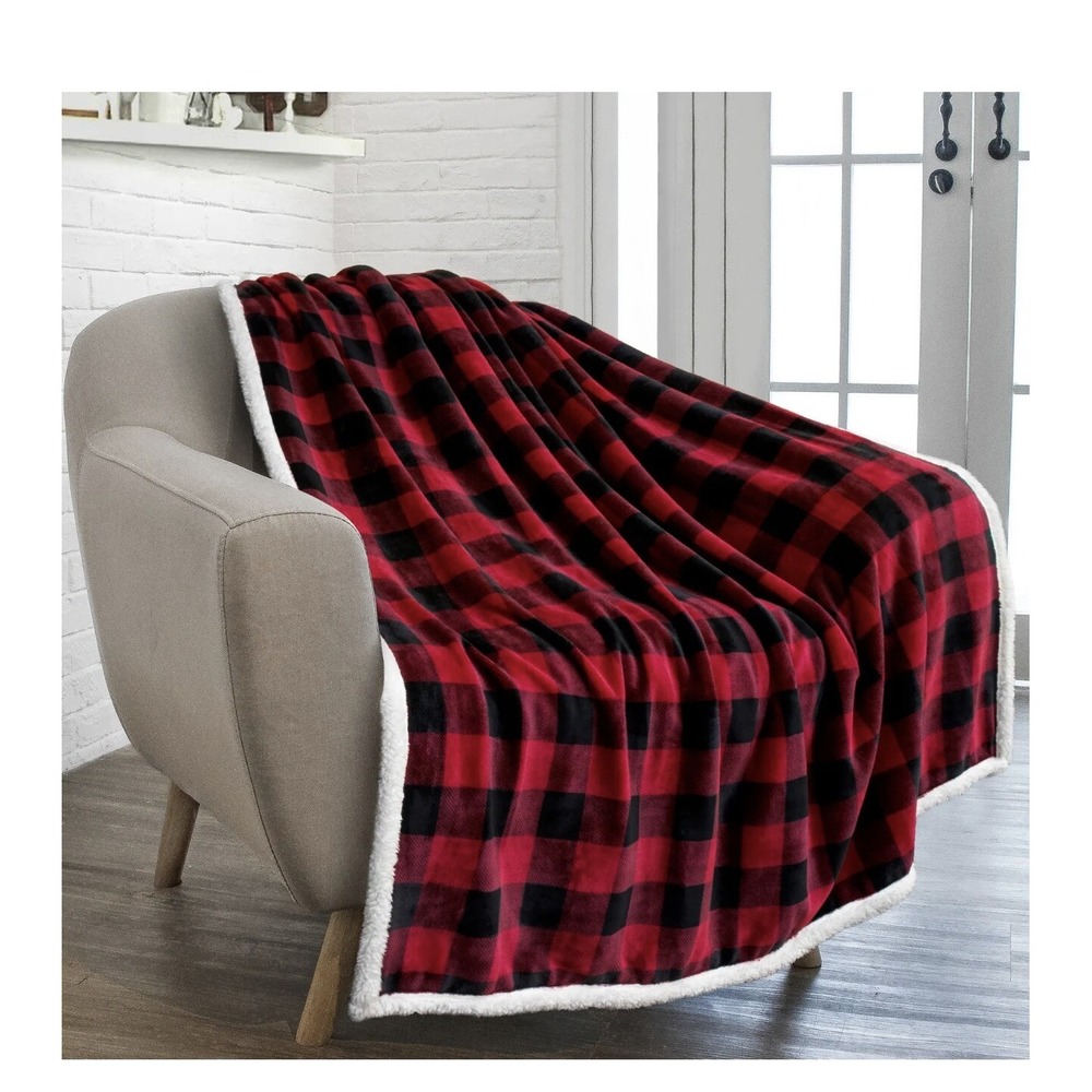 Plaid Buffalo‎ Checker Christmas Throw Blanket Soft Sherpa Fleece for Sofa Couch
